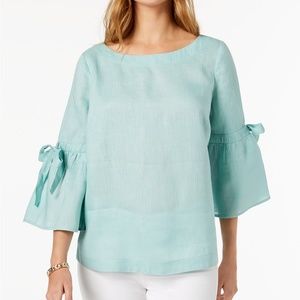 Charter Club Linen Bell-Sleeve Top NWT